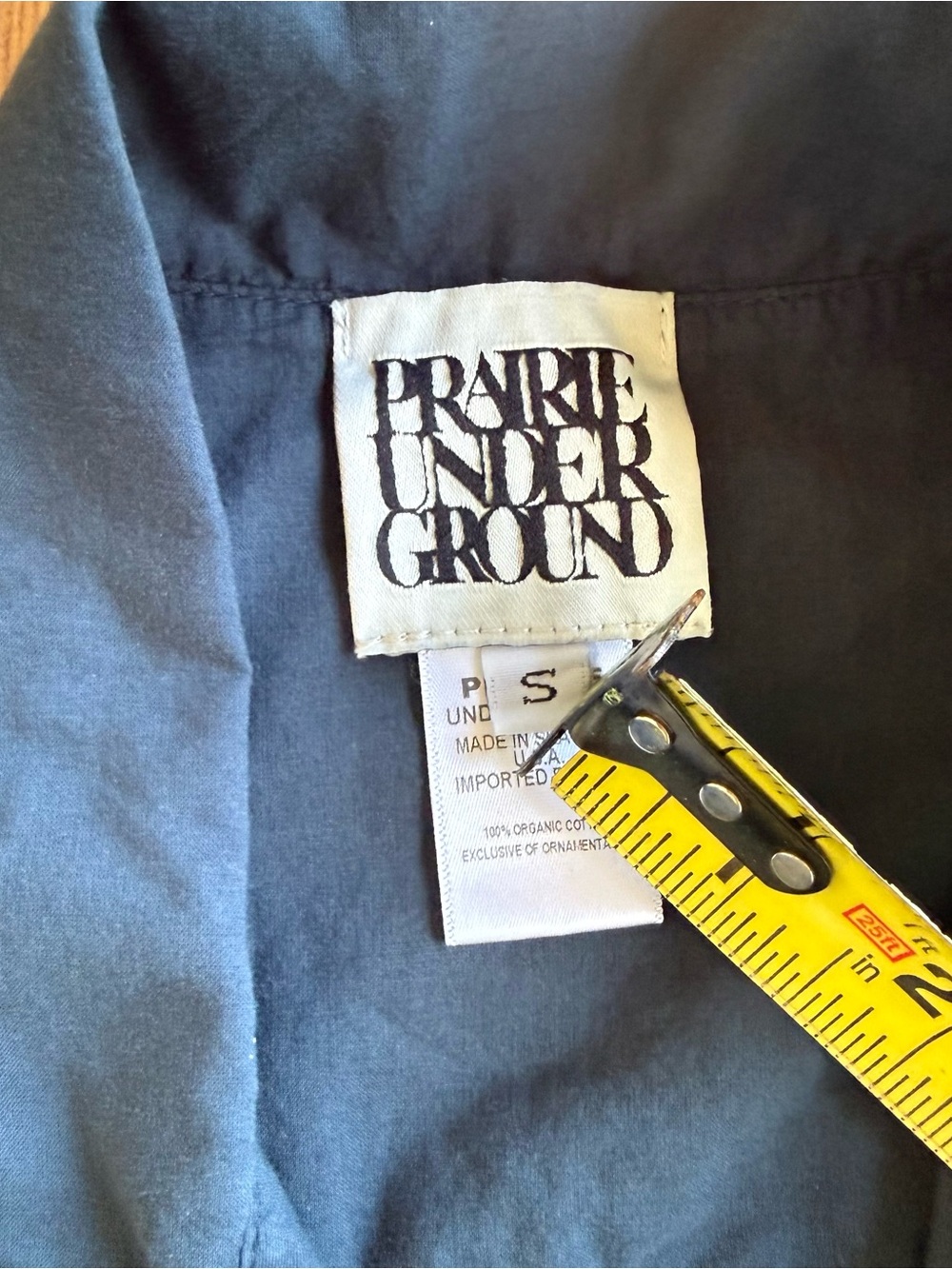 Prairie Underground Navy/teal Sleeveless Organic Cotton Button Front Blouse S - Picture 2 of 8